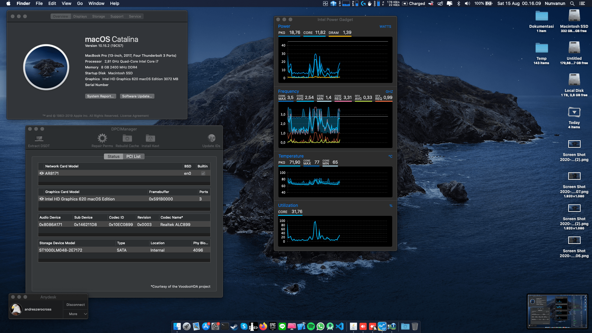 Success Hackintosh macOS Catalina 10.15.2 Build 19C57 at MSI GL62M 7RDX